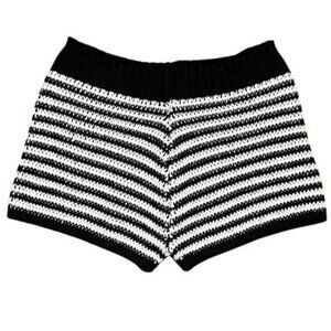 Girls Black & White Stripe Crochet Shorts Size L (10-12) NWOT